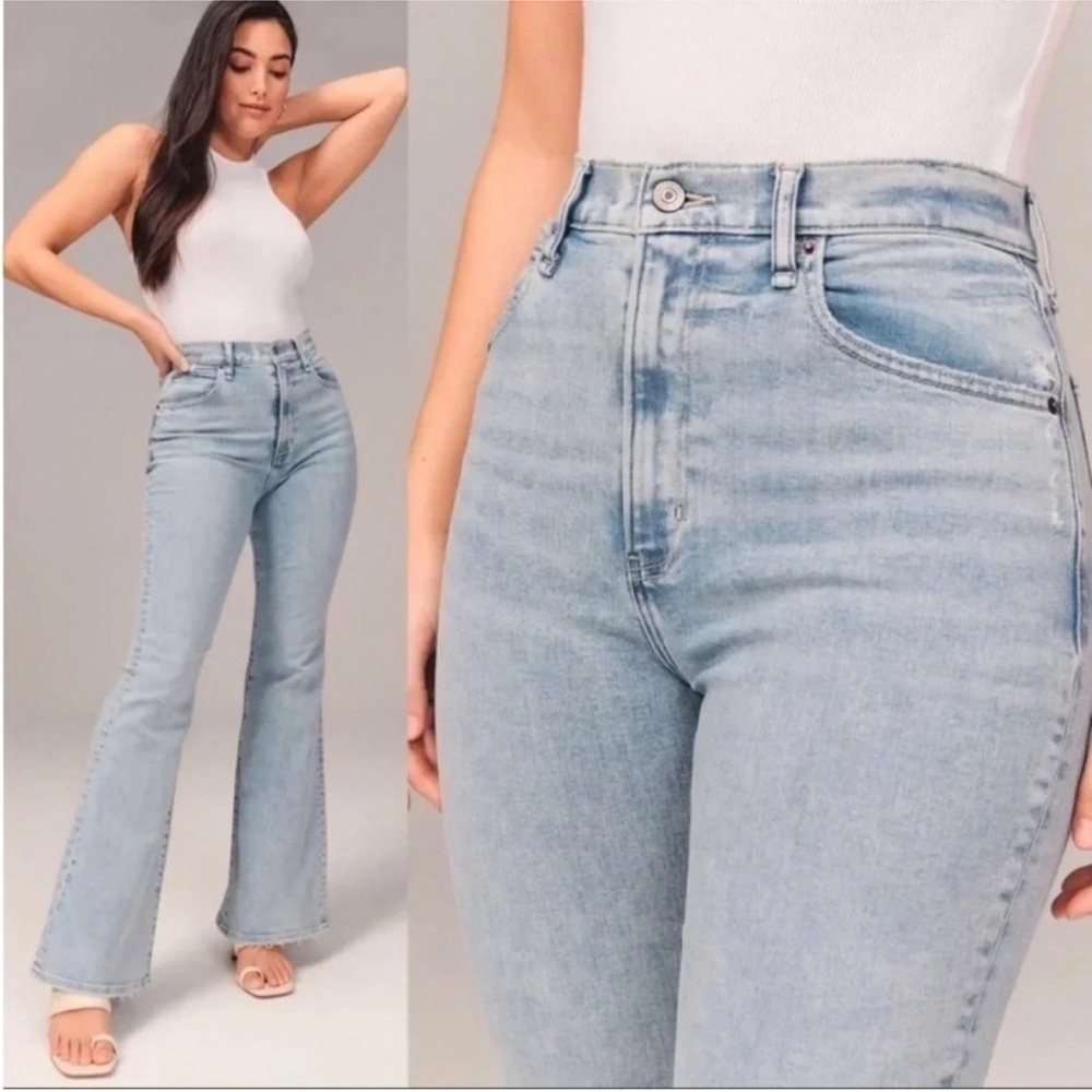 Abercrombie & Fitch Light Wash High-Rise Flare Jeans
